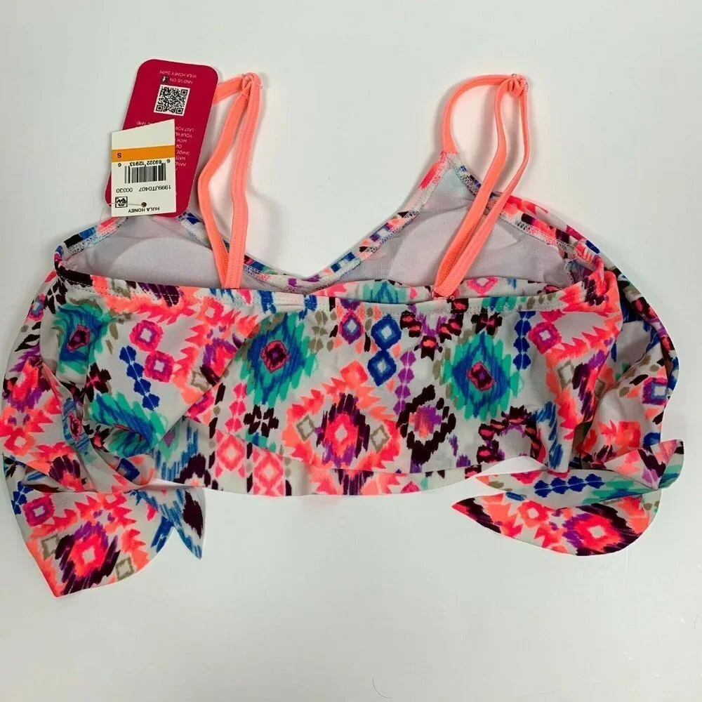 Hula Honey Geometric Flounce Bralette Swimsuit Bik